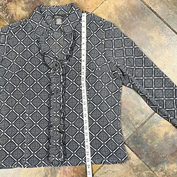 George Me By Mark Eisen Plaid Ruffle Button Down Blouse XL - Picture 7 of 12